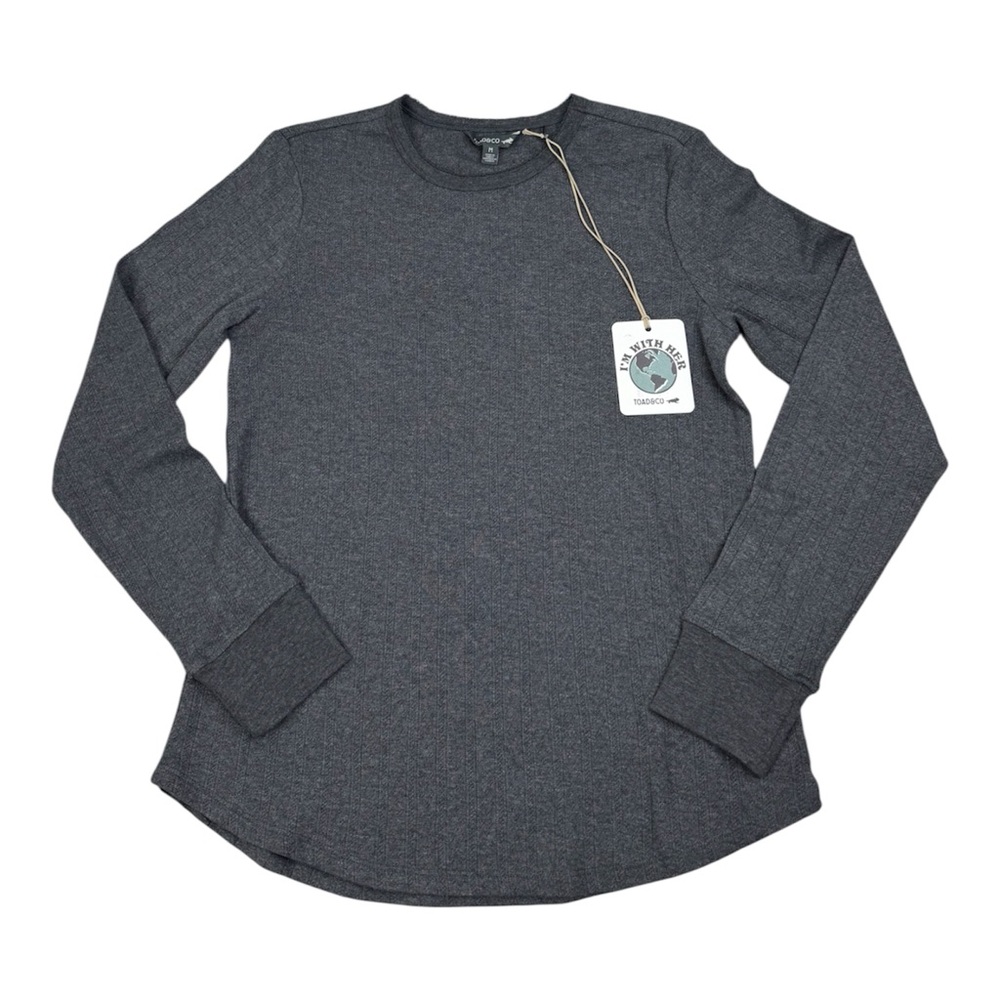 Toad & Co Women's Foothill Pointelle Long-Sleeve Crew, Color Soot/Gray, Medium